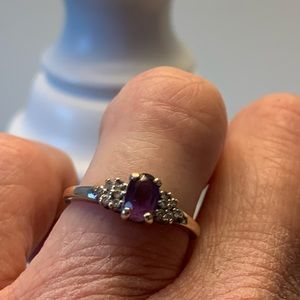 Amethyst and Diamond 10k gold ring